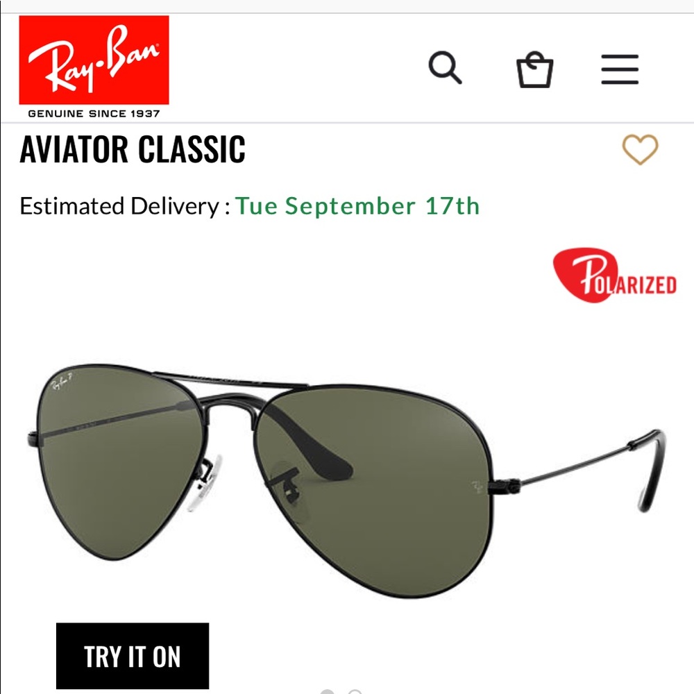 Women’s Classic Black Aviator Ray-Ban Sunglasses